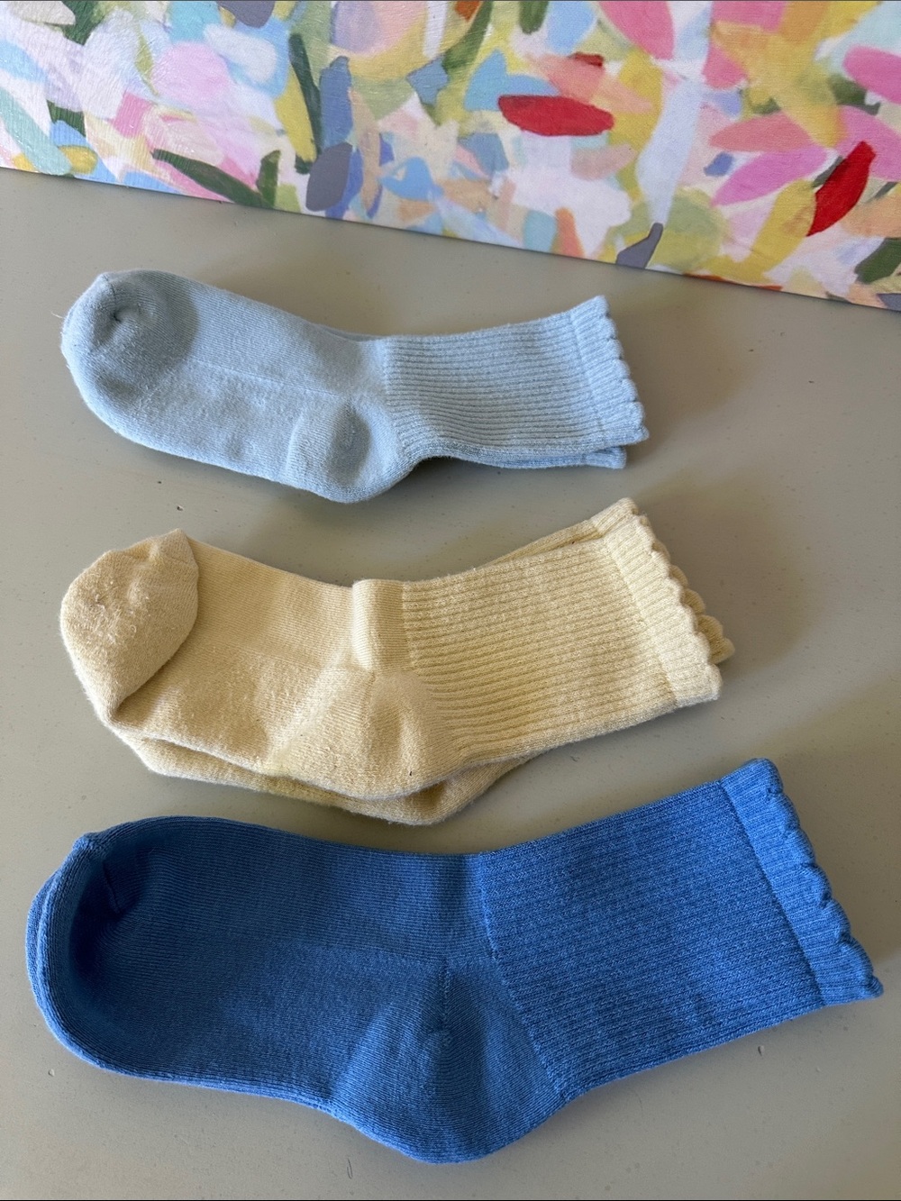American Eagle Outfitters Women's Ribbed Crew Socks- Blue Light Blue & Yellow OS